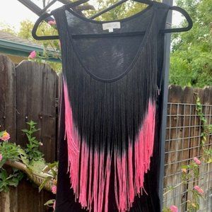 Hot pink fringe tank top